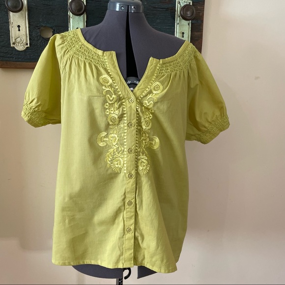 2/$25 Caribbean Joe Peasant Blouse Size XL - Picture 4 of 14